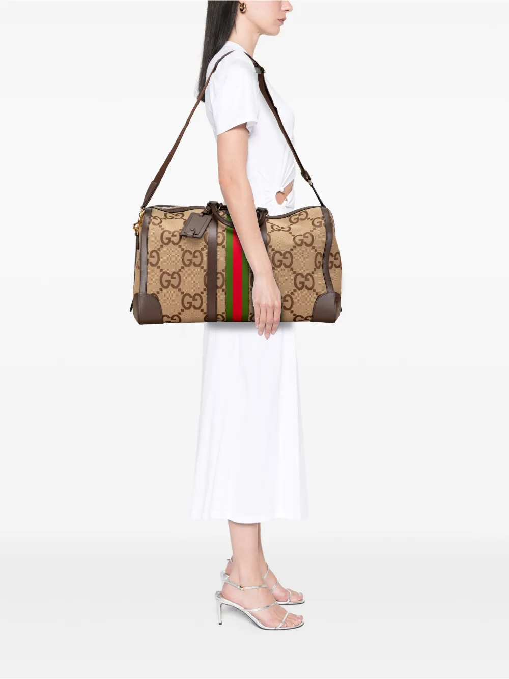 Gucci Pre-Owned 2000-2015 Large Jumbo GG Canvas Web Duffle Bag travel bag | Pre-Owned | Image 2