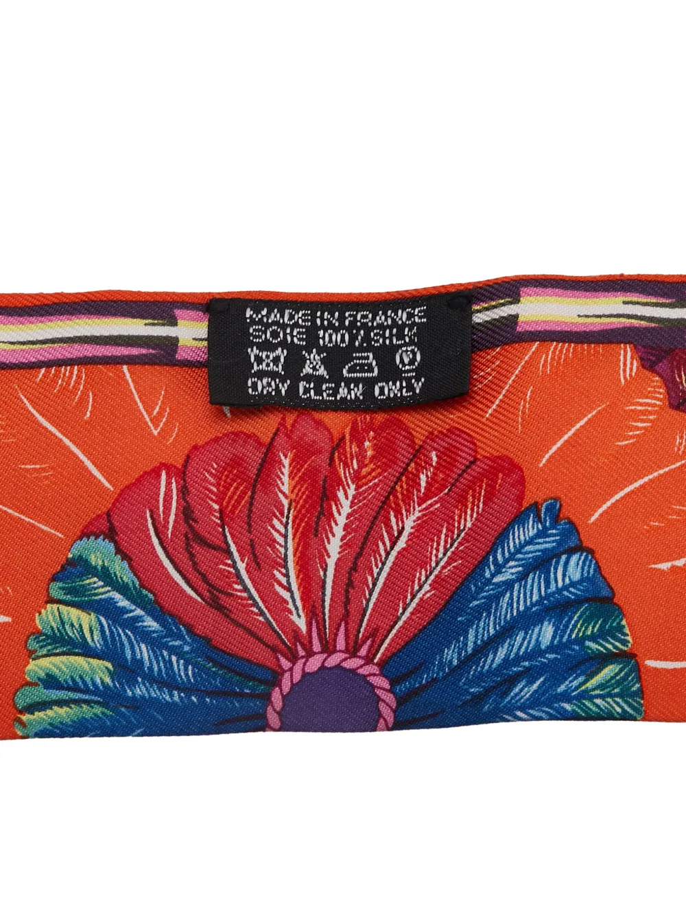 Pre-owned Hermes 2010-2025 Twill Feather Motif Silk Twilly Scarf Scarves In Multi