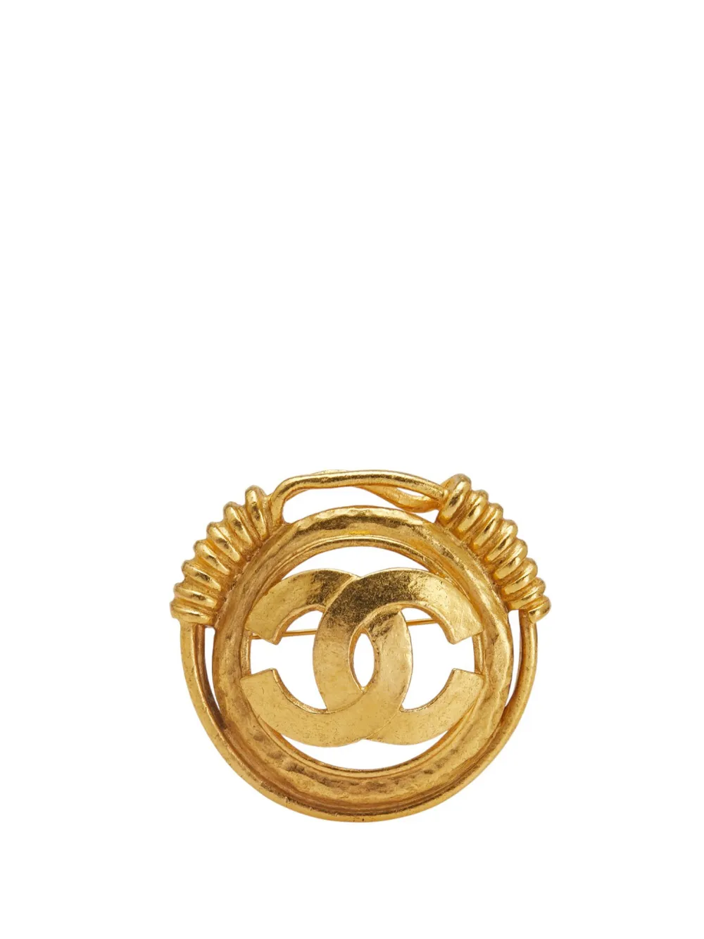 Pre-owned Chanel 1994 Gold Plated Cc Brooch Costume Brooch