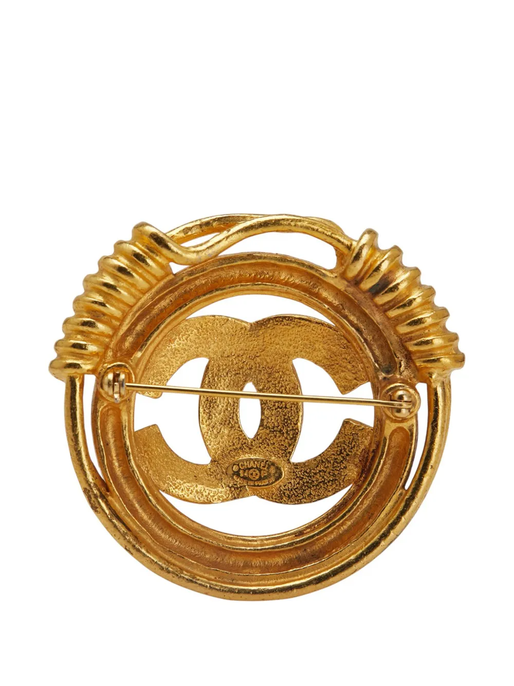 Pre-owned Chanel 1994 Gold Plated Cc Brooch Costume Brooch