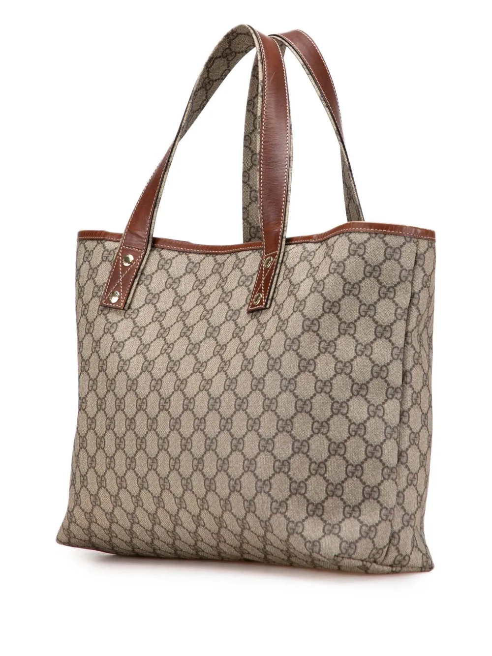 Pre-owned Gucci 2000-2015 Medium Gg Supreme Web Loop Tote Bag In Brown