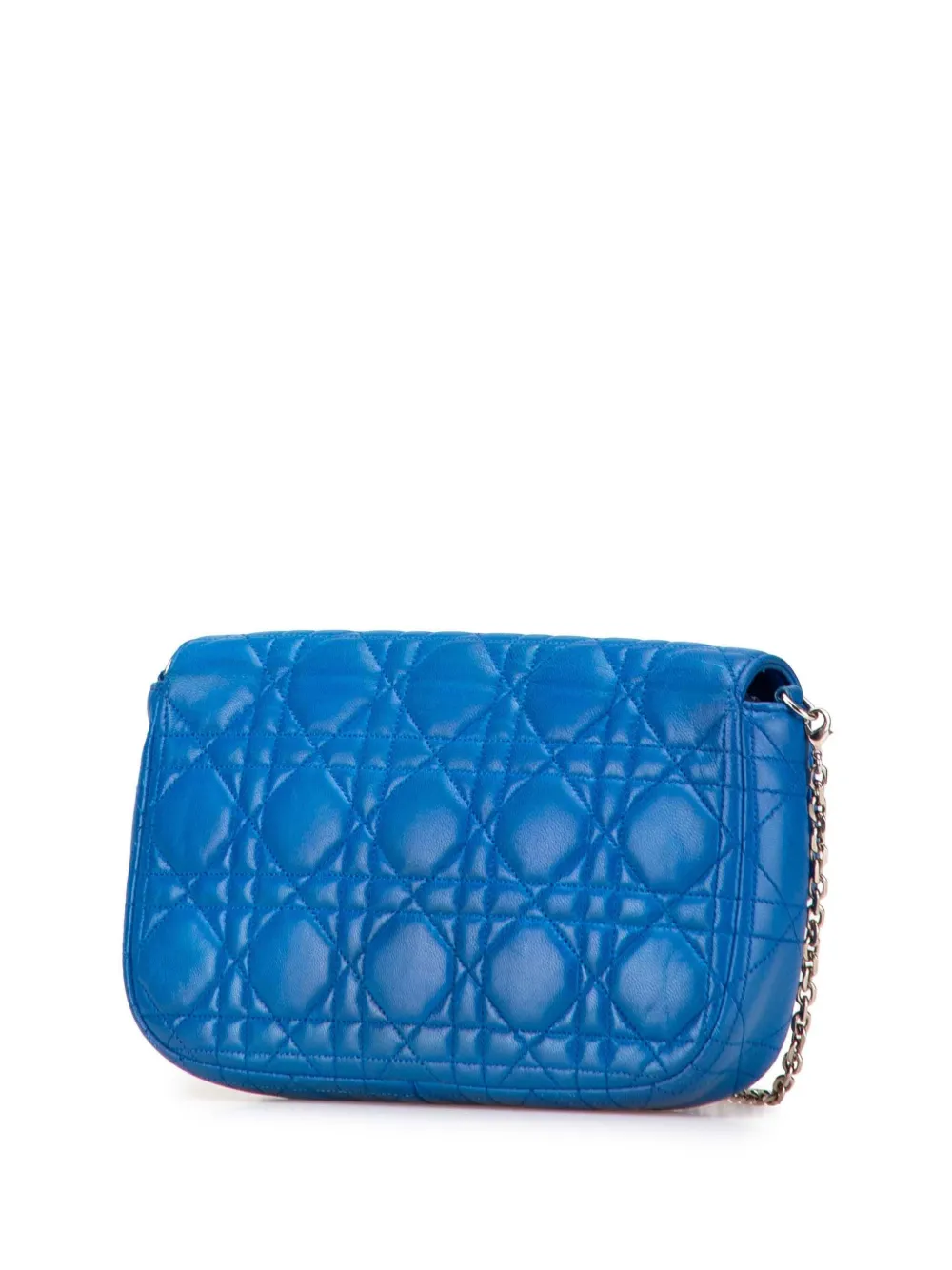 Pre-owned Dior 2013 Lambskin Cannage Miss  Promenade Chain Crossbody Bag In Blue