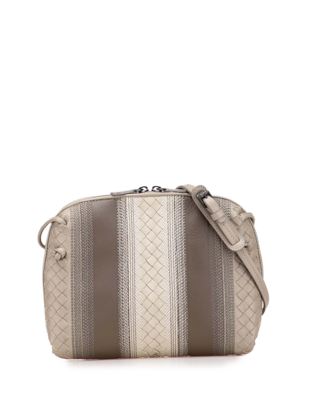 Bottega Veneta Pre-Owned 2012-2025 Nappa Intrecciato Striped Nodini crossbody bag - Marrone