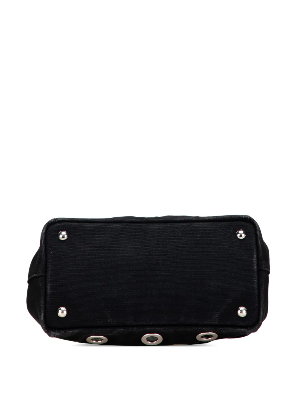 Pre-owned Prada 2013-2025 Small Canvas Canapa Grommet Satchel In Black
