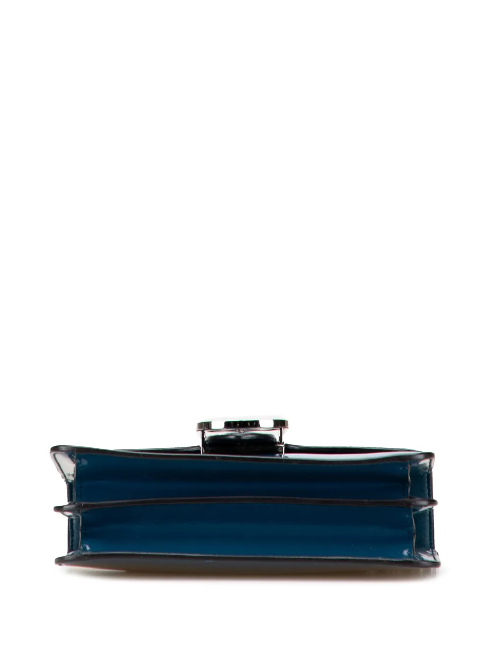 Pre-owned Gucci 2016-2025 Small Polished Calfskin Interlocking G Dollar Crossbody Bag In Blue
