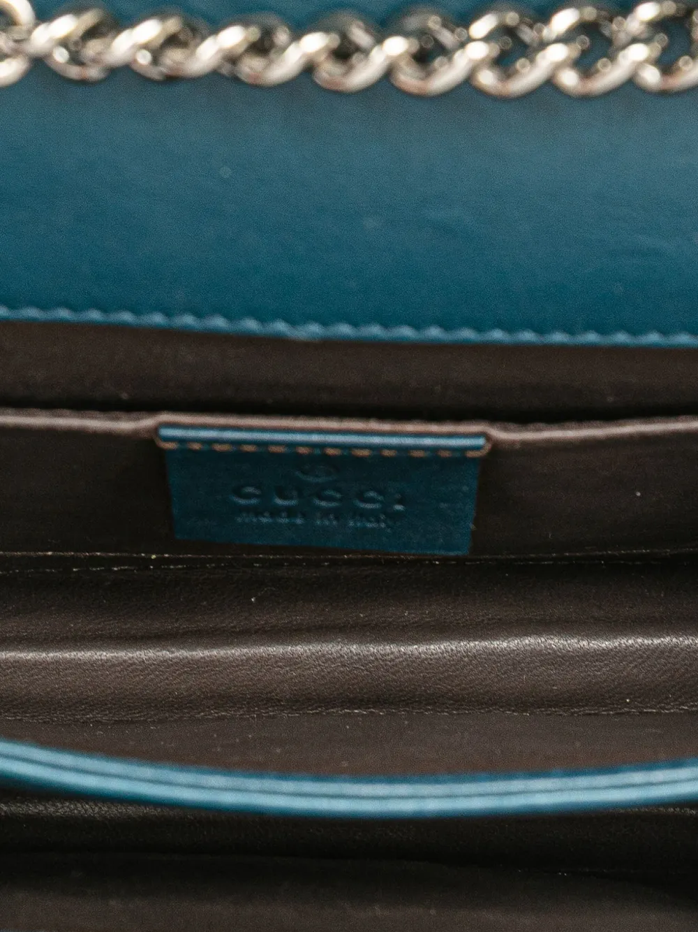Pre-owned Gucci 2016-2025 Small Polished Calfskin Interlocking G Dollar Crossbody Bag In Blue