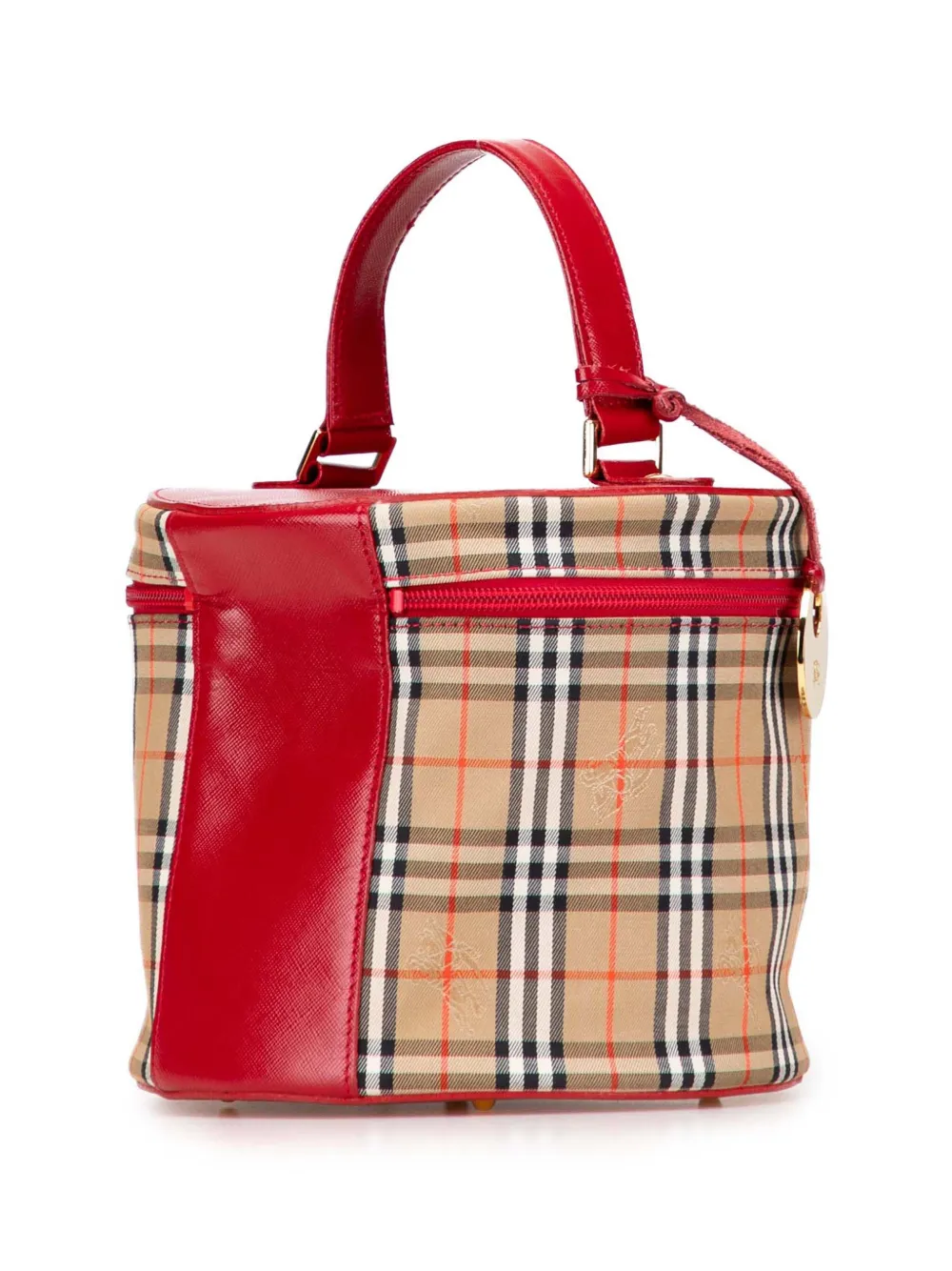 Pre-owned Burberry 2000-2017 Haymarket Check Canvas Vanity Bag In Brown