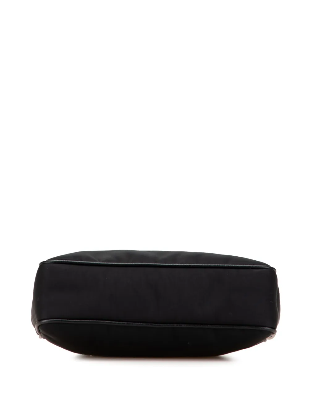 Pre-owned Prada 2013-2025 Saffiano Trimmed Re Nylon Zip Top Crossbody Bag In Black