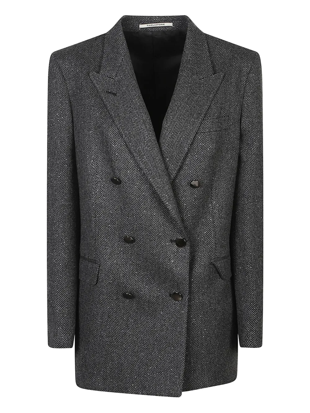 Tagliatore Herringbone Double-breasted Blazer In Gray