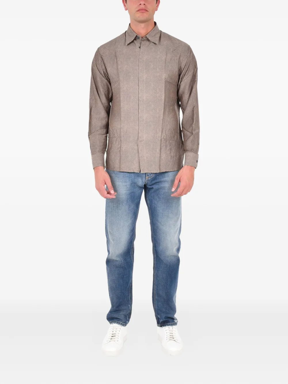 Emporio Armani herringbone-pattern shirt - Bruin