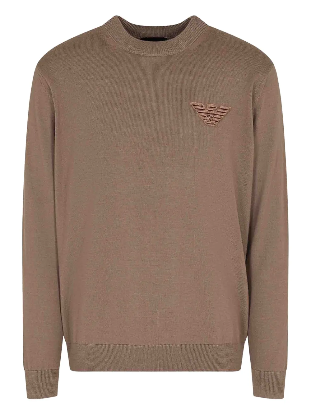 Emporio Armani embroidered crew-neck sweater - Marrone