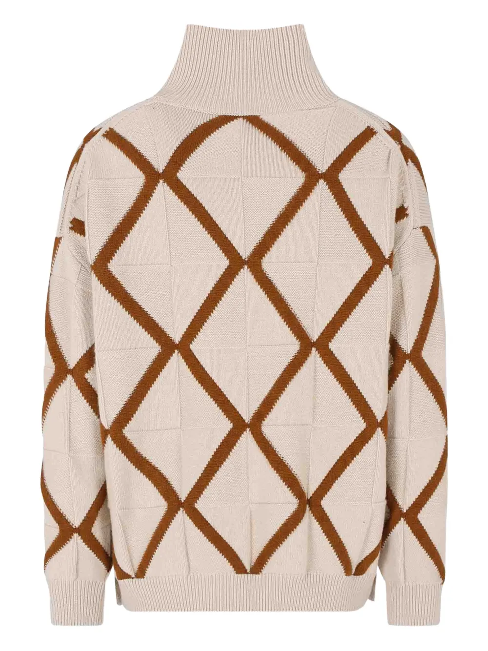 Emporio Armani Gebreide trui met col en diamant-patroon - Beige