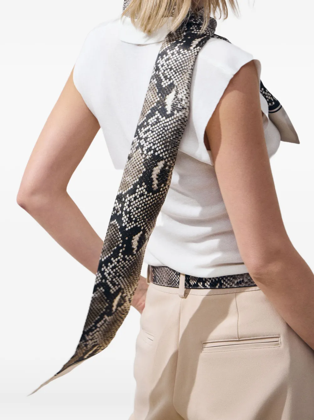 Potamy Snake-print Scarf In Gray
