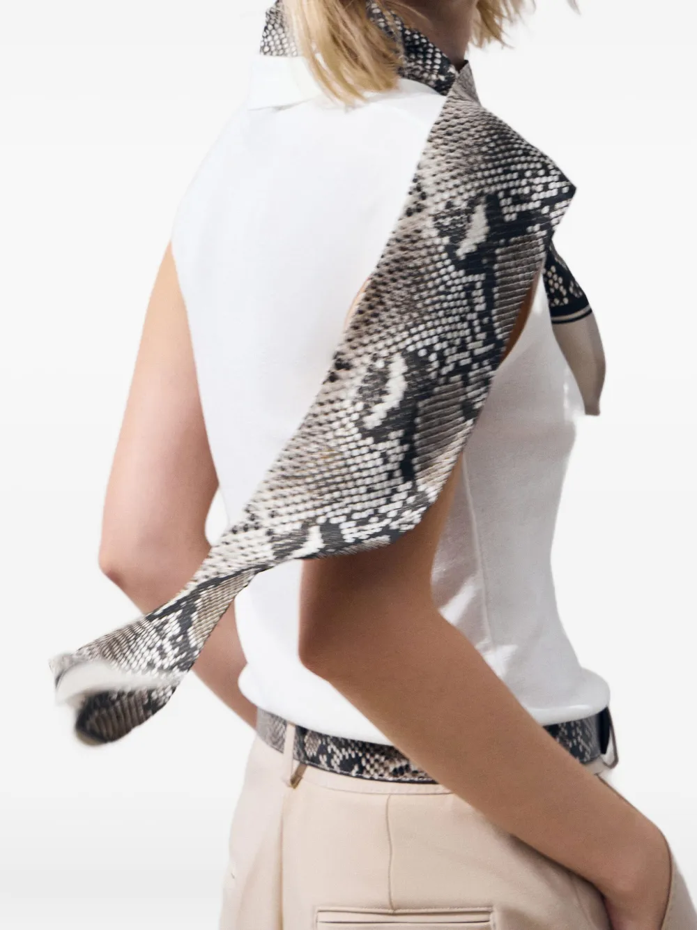 Potamy Snake-print Scarf In Gray