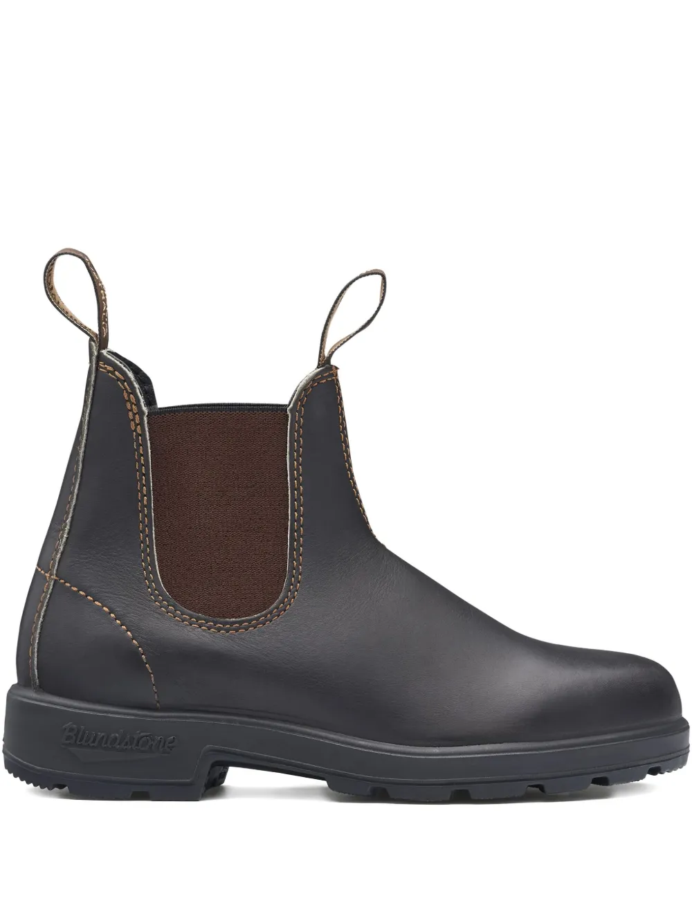 Blundstone Ankle-high Rustic Brown Leather Boots With Elastic Side Straps In Brown