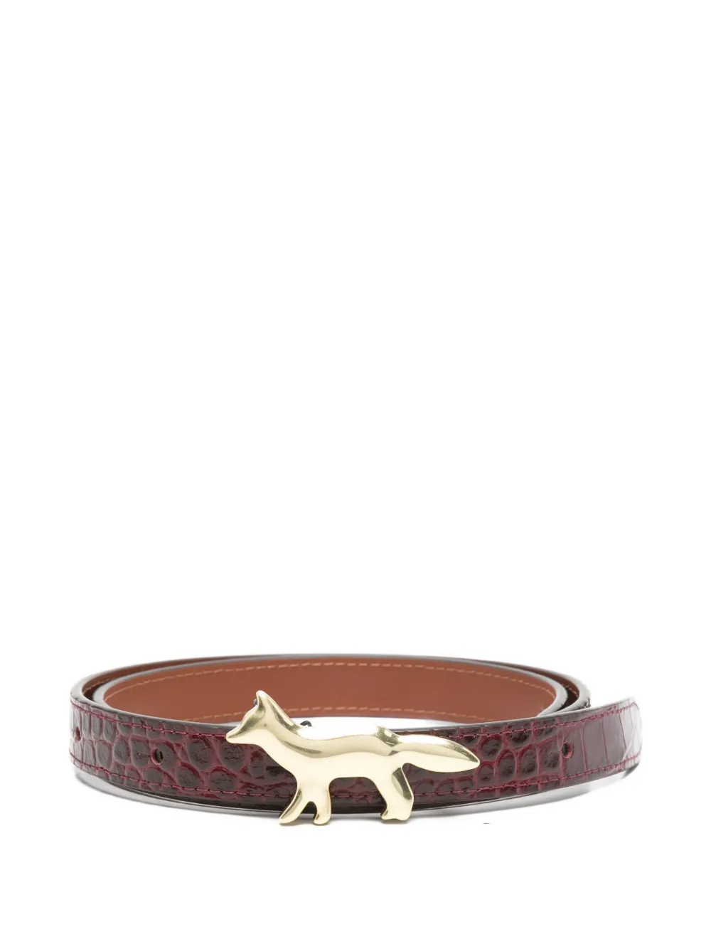 Maison Kitsuné Profile Fox Leather Belt Accessories In Brown