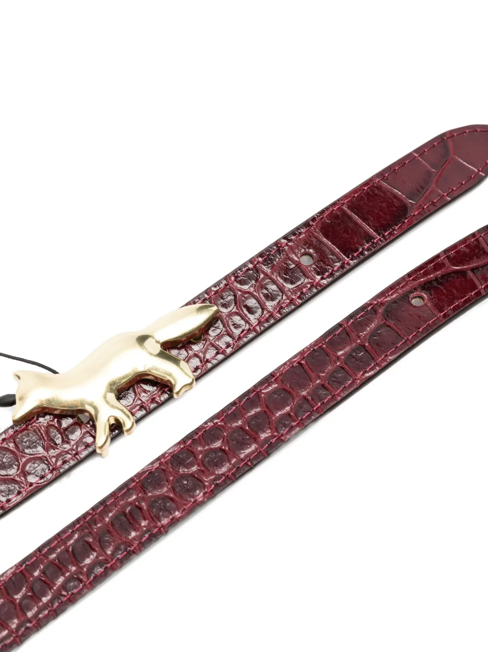 Maison Kitsuné fox-buckle embossed belt - 0143 RED BROWN