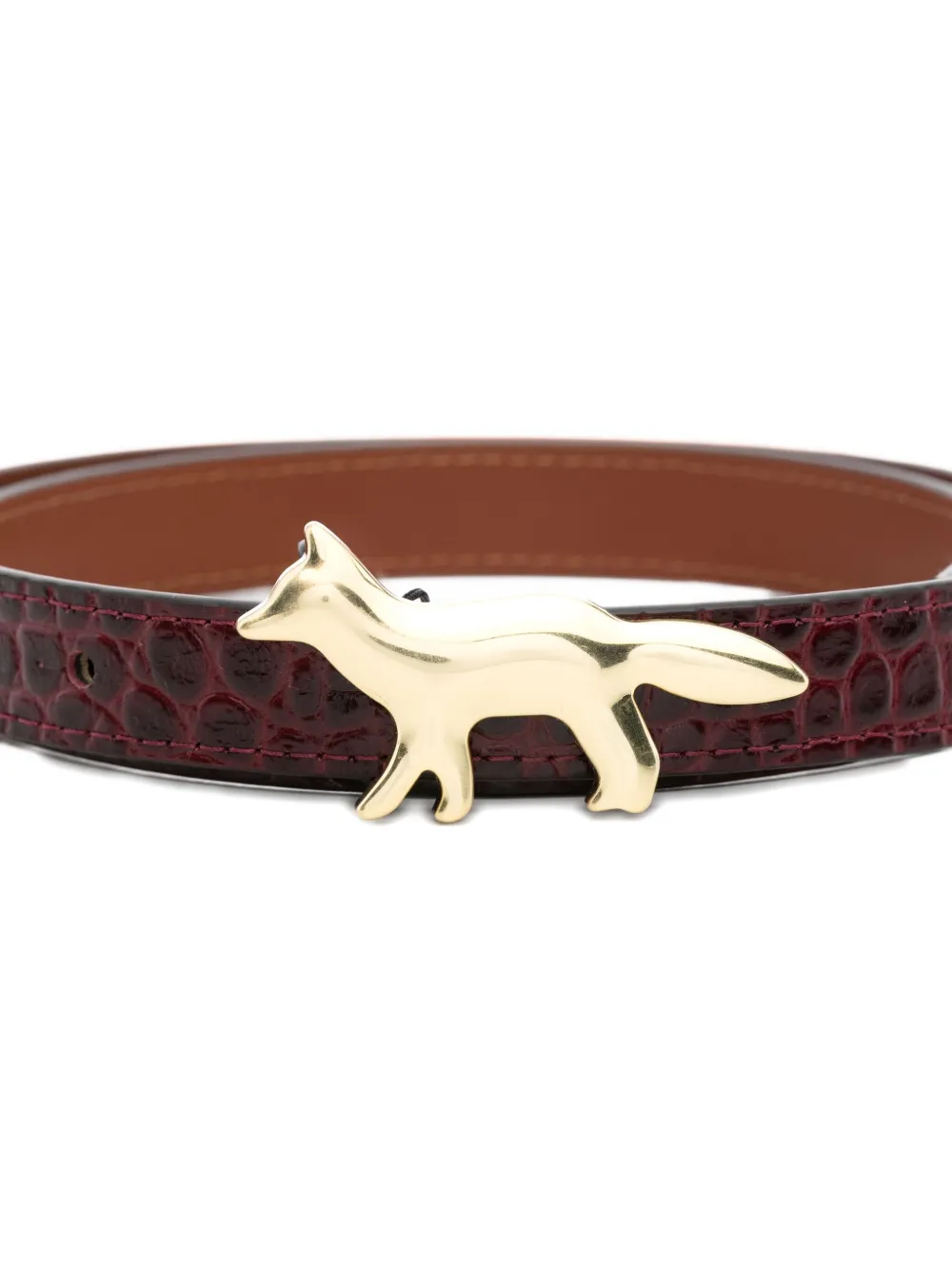 Maison Kitsuné Profile Fox Leather Belt Accessories In Brown