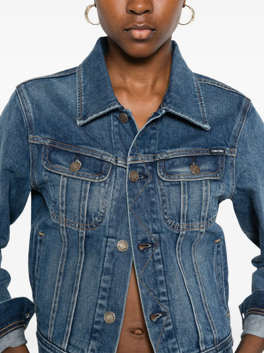 TOM FORD Denim jack met knopen Blauw
