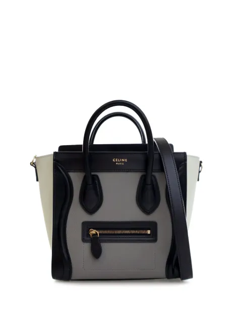 Celine Pre-Owned bolsa satchel Nano Tricolor Grained Calfskin and Nubuck Luggage Tote 2018