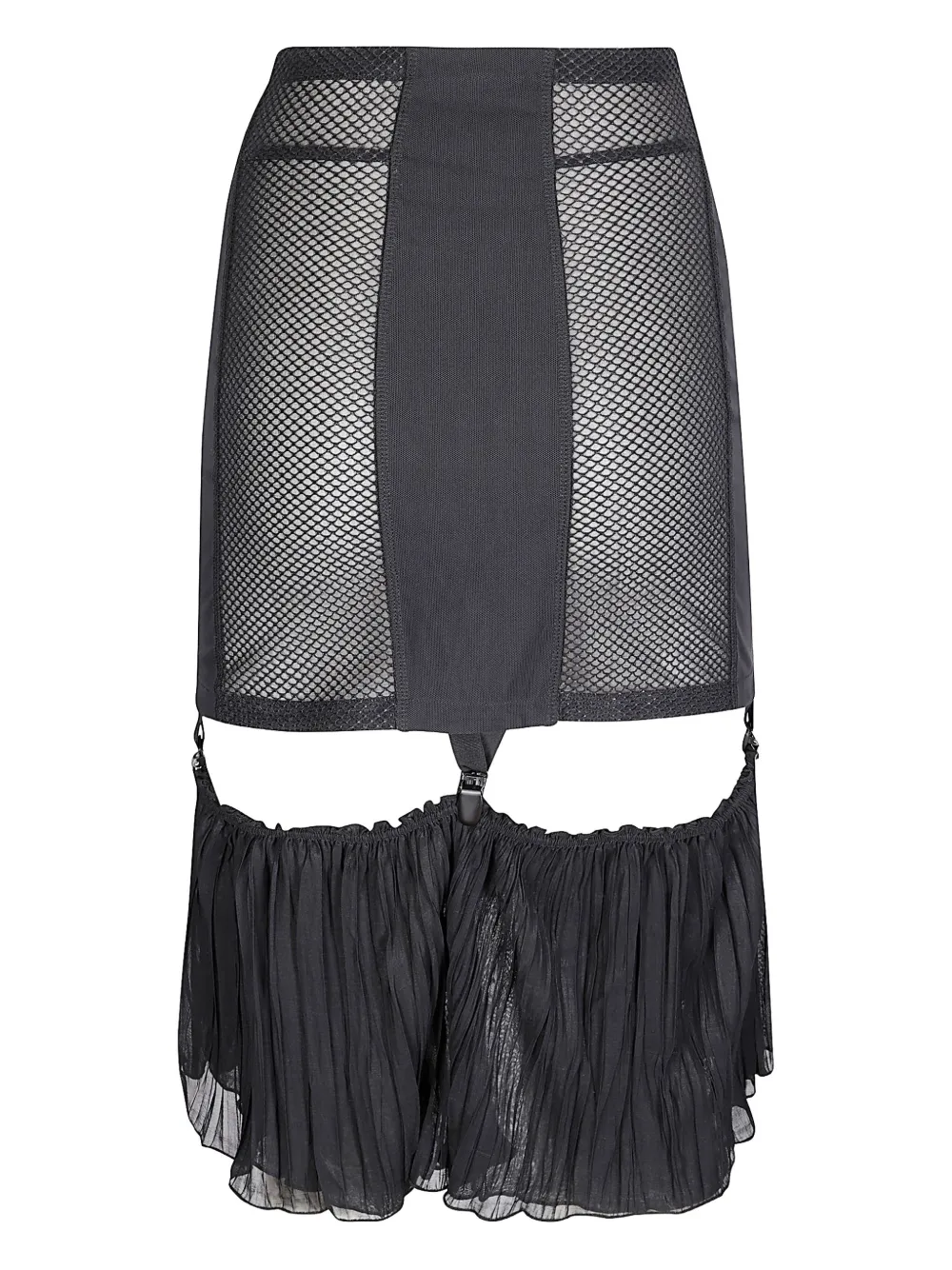 KNWLS mesh velvet tape skirt - Zwart