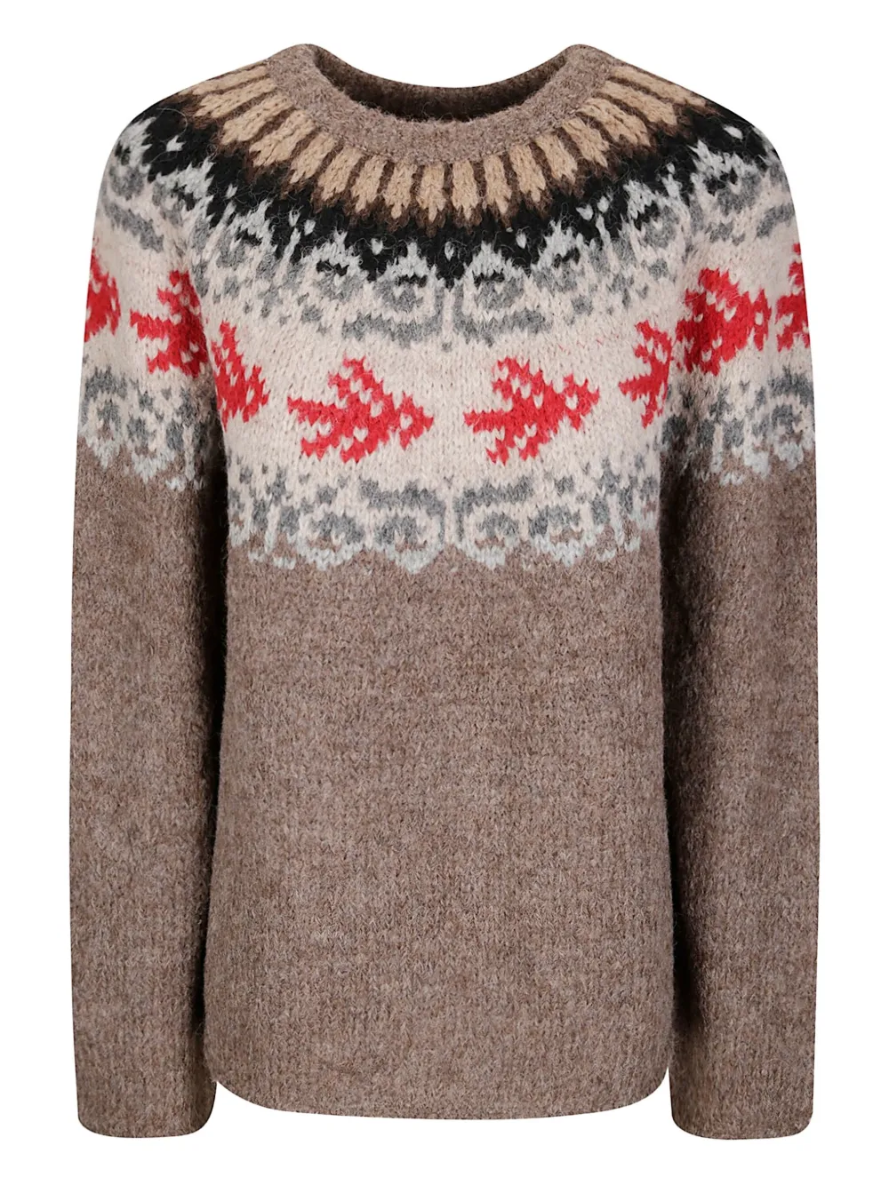 Thibault Van Der Straete Round-neck Fairisle Sweater In Brown