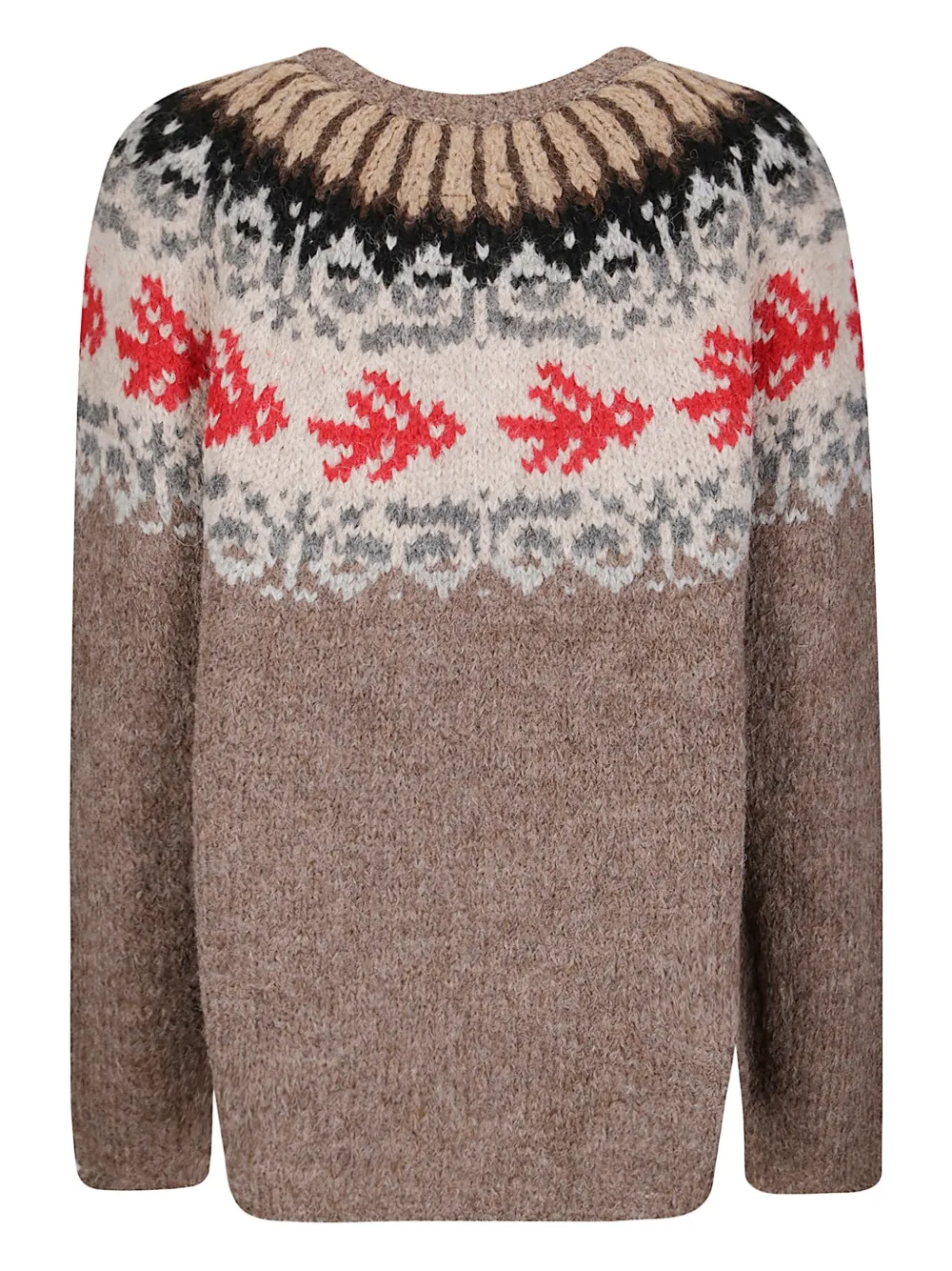 Thibault Van Der Straete Round-neck Fairisle Sweater In Brown