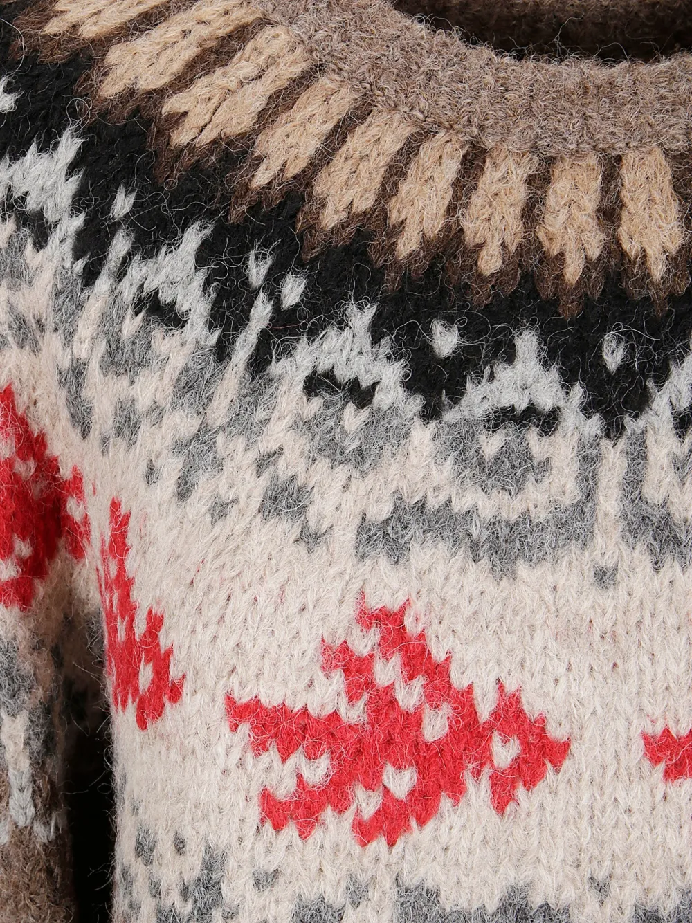 Thibault Van Der Straete Round-neck Fairisle Sweater In Brown