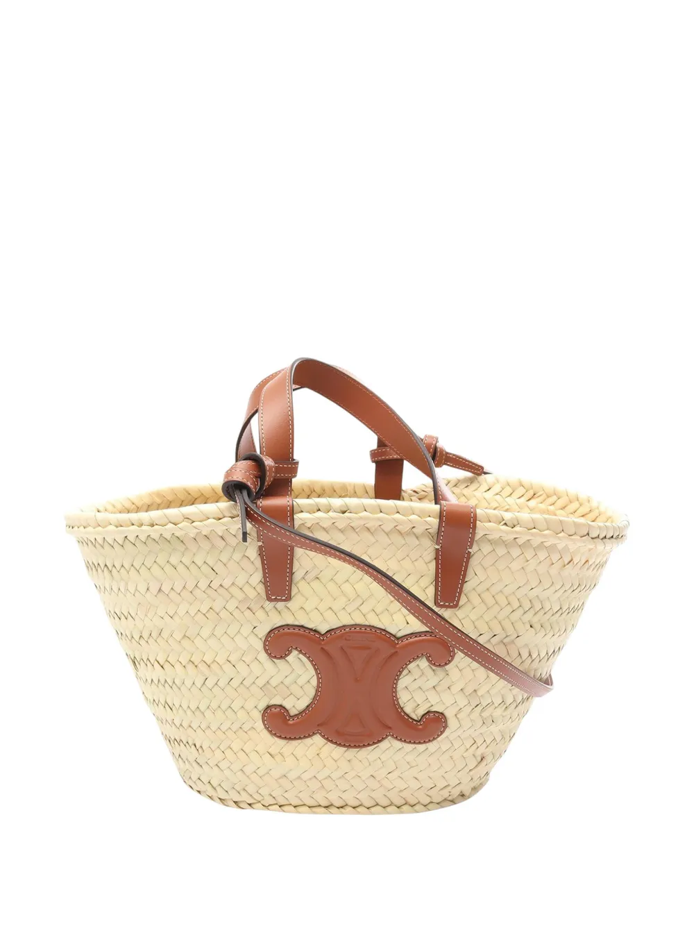 Celine Pre-Owned 2021-2025 ティーン ラフィア キュイル トリオンフ パニエ トート サッチェルバッグ - Celine Pre-Owned 2021-2025 ティーン ラフィア キュイル トリオンフ パニエ トート サッチェルバッグ -