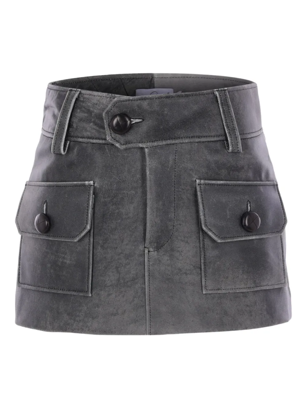 Vaquera Pocket Button Mini Skirt In Gray