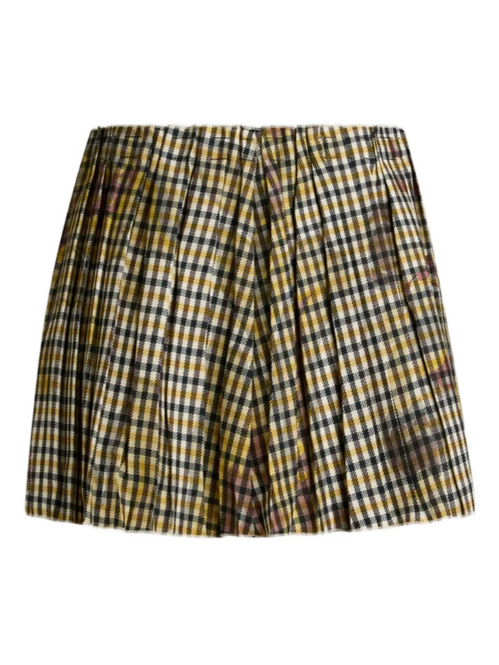 Etro Gingham Pleated Mini Skirt In Brown