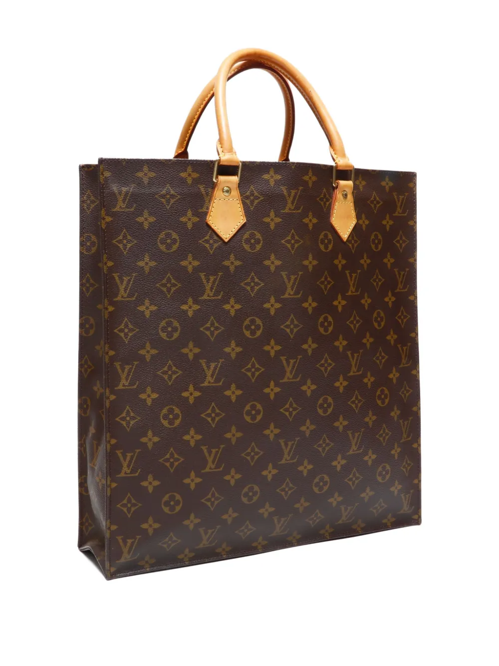 Pre-owned Louis Vuitton 2002 Sac Plat Monogram Handbag In Brown