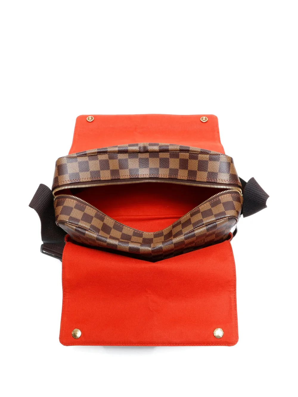 Pre-owned Louis Vuitton 2004 Naviglio Damier Shoulder Bag In Brown