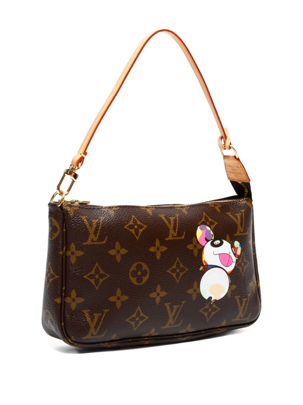 Pre-owned Louis Vuitton X Takashi Murakami 2004 Monogram Panda Pochette Accessoires Shoulder Bag In Brown