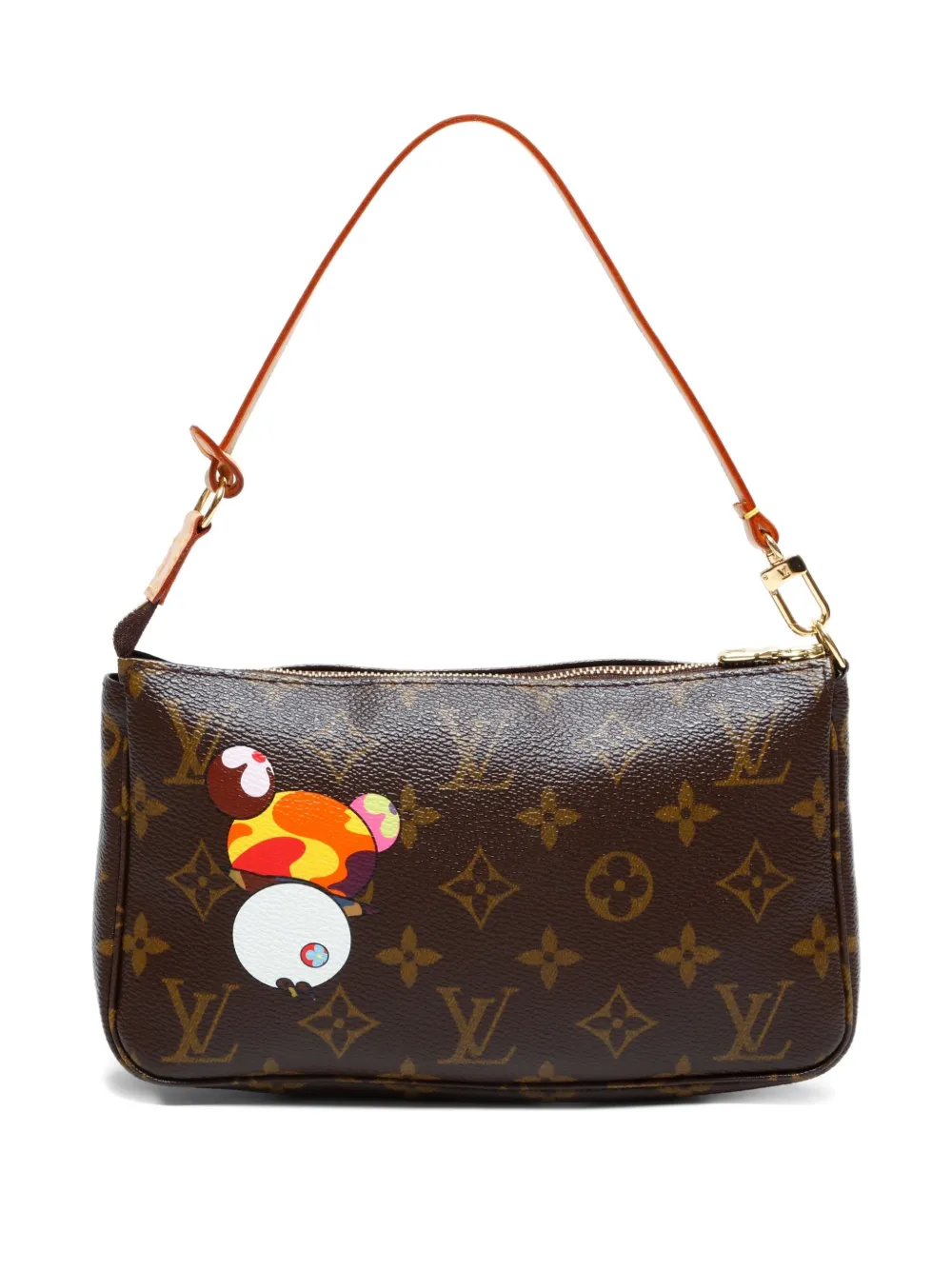 Pre-owned Louis Vuitton X Takashi Murakami 2004 Monogram Panda Pochette Accessoires Shoulder Bag In Brown