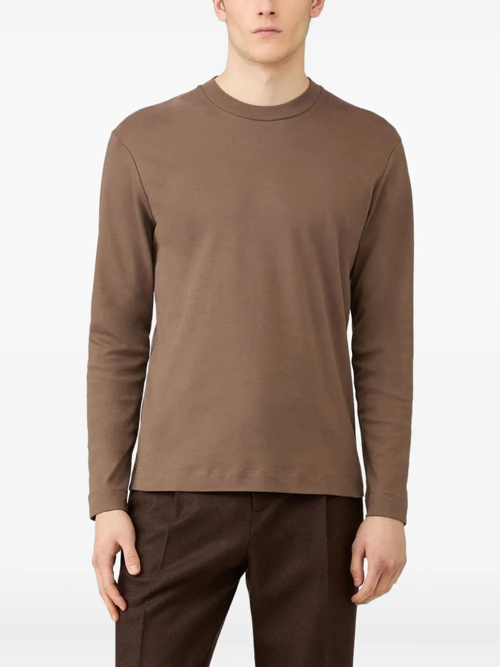 Sunspel T-shirt met lange mouwen - Bruin