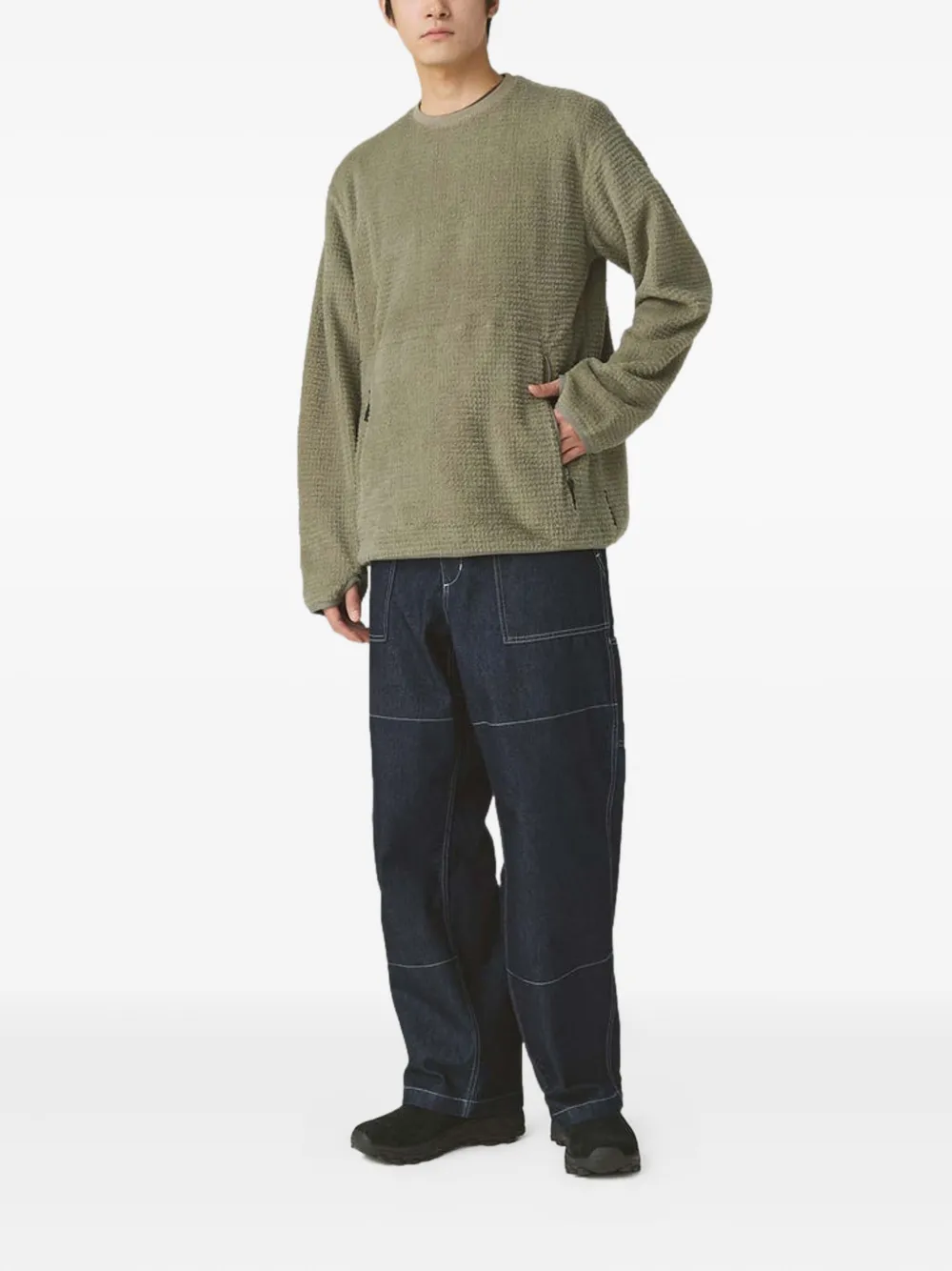 Snow Peak Zip-pocket Sweatshirt In Green