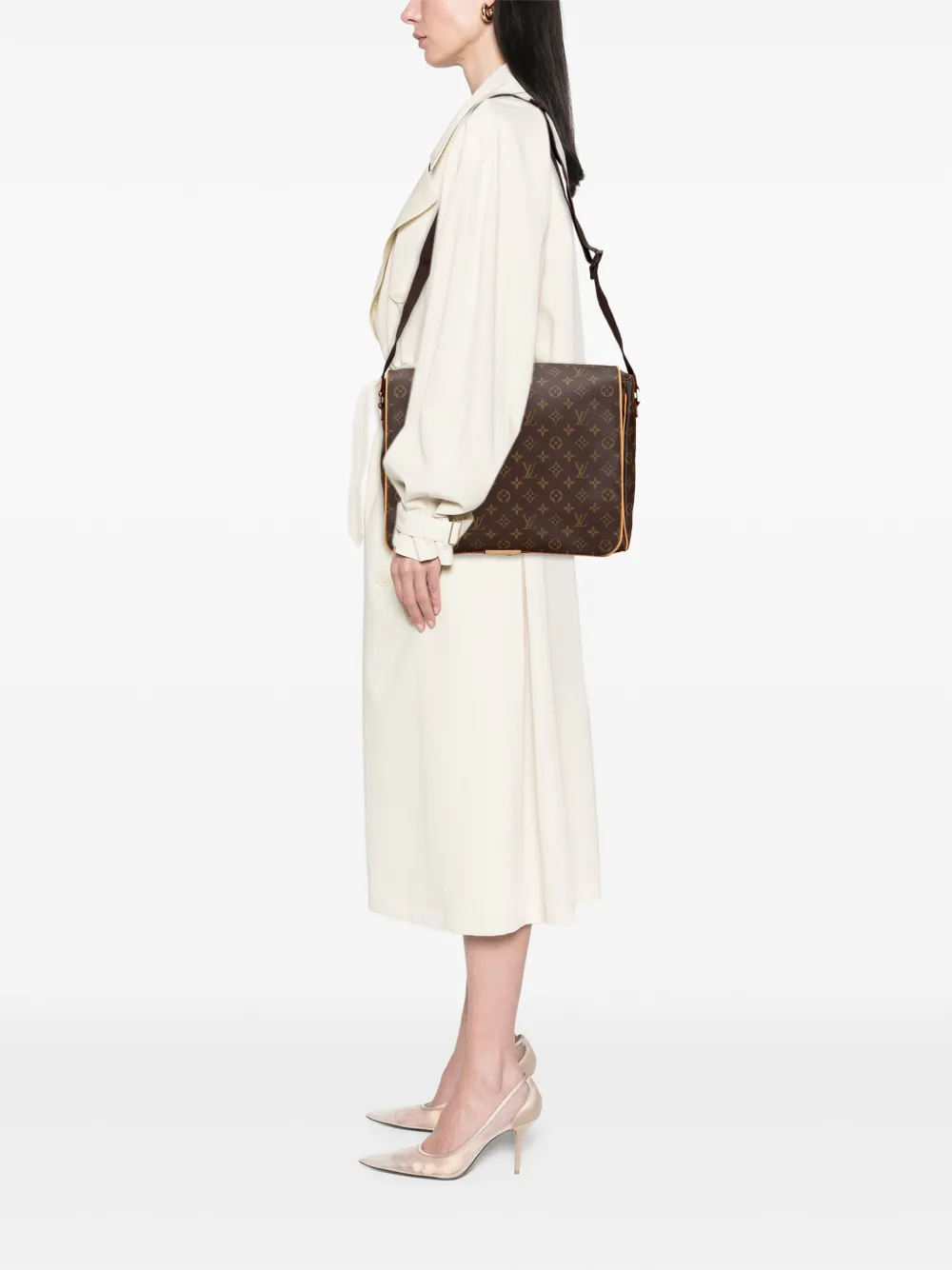 Pre-owned Louis Vuitton 2001 Monogram Abbesses Crossbody Bag In Brown