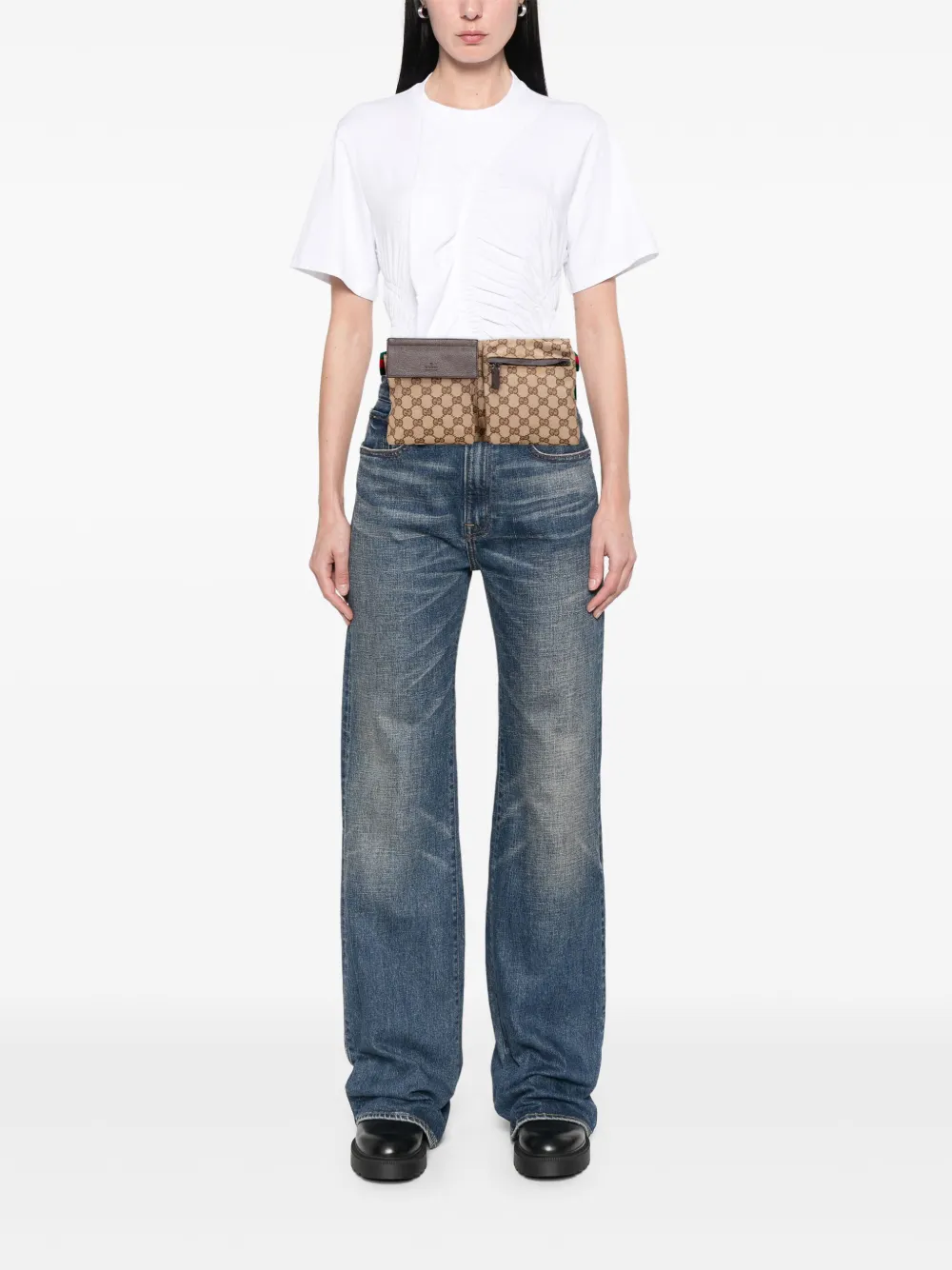 Gucci Pre-Owned 2000-2015 GG Canvas Web Double Pocket belt bag | Pre-Owned | Image 2