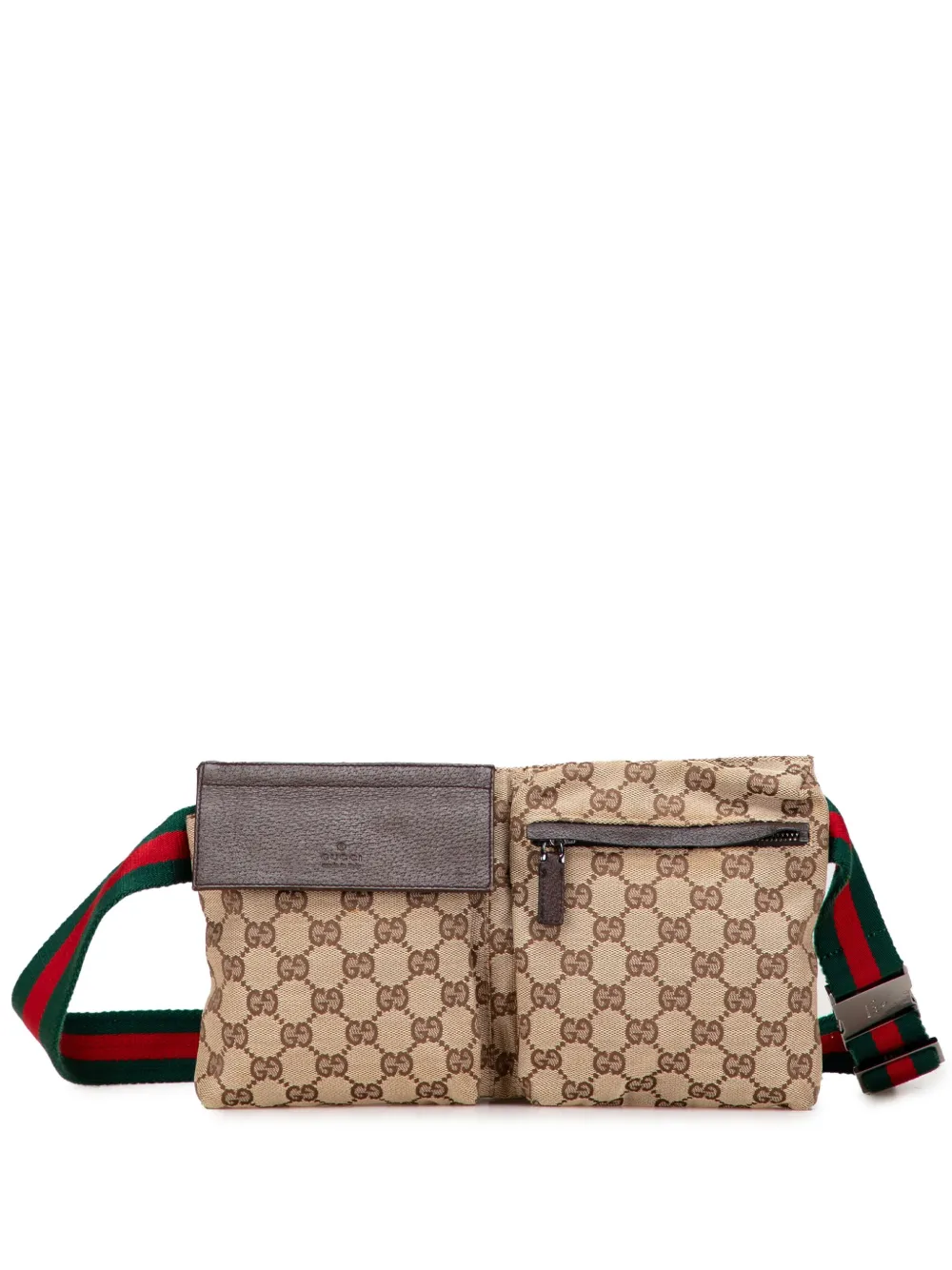 Gucci Pre-Owned 2000-2015 GG Canvas Web Double Pocket belt bag | Brown | Image 1