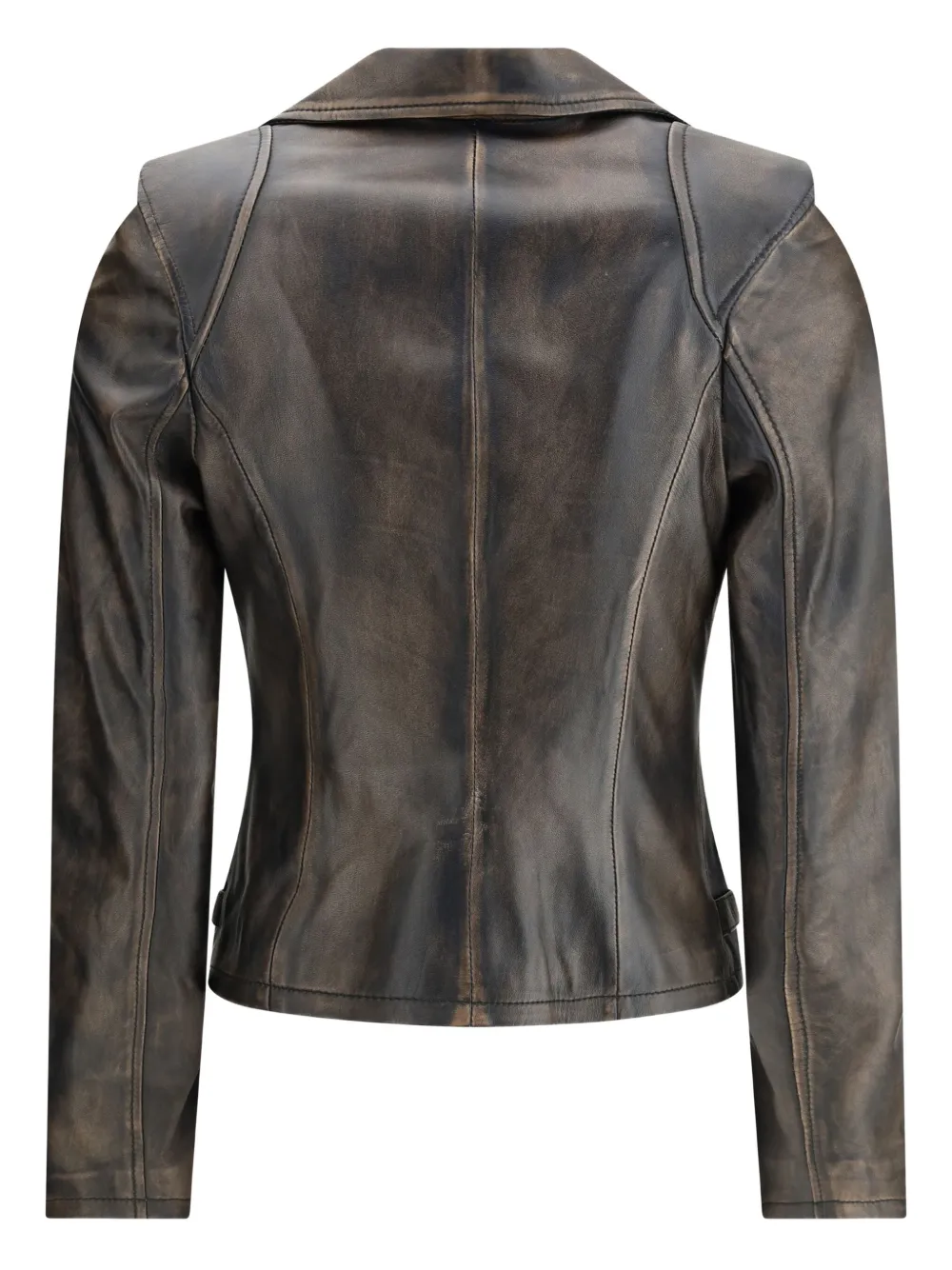 Sword 6.6.44 Cropped Leather Biker Jacket In Black