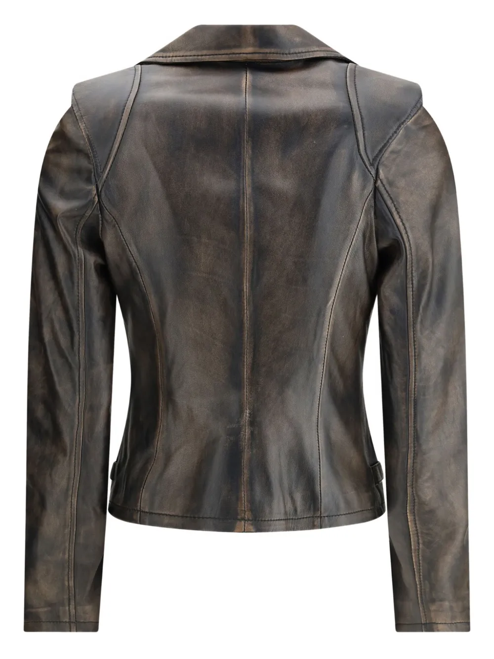 Sword 6.6.44 Cropped Leather Biker Jacket In Black