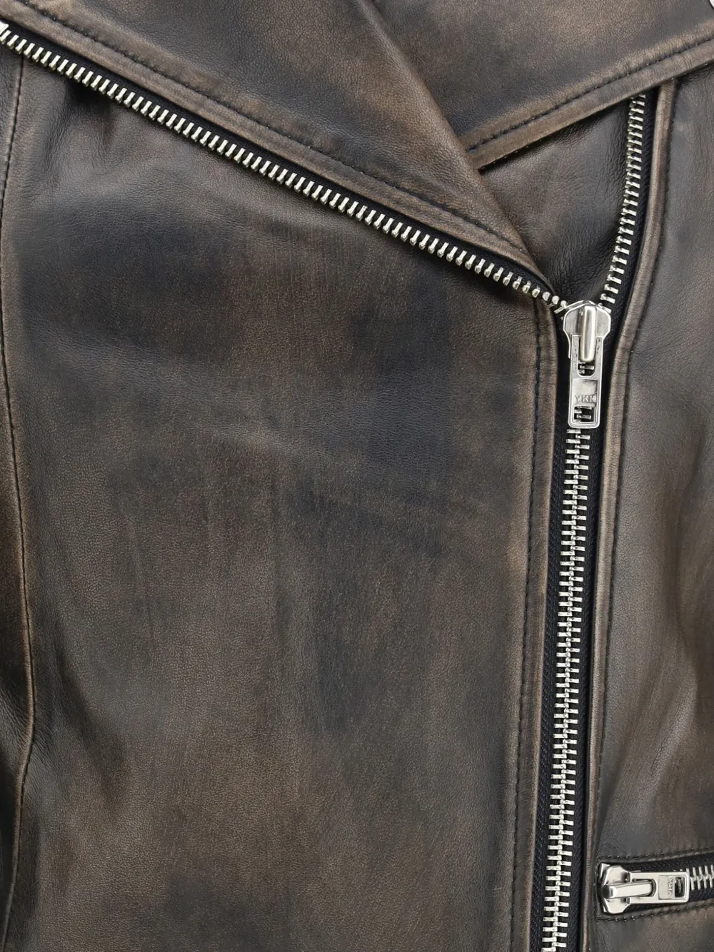 Sword 6.6.44 Cropped Leather Biker Jacket In Black