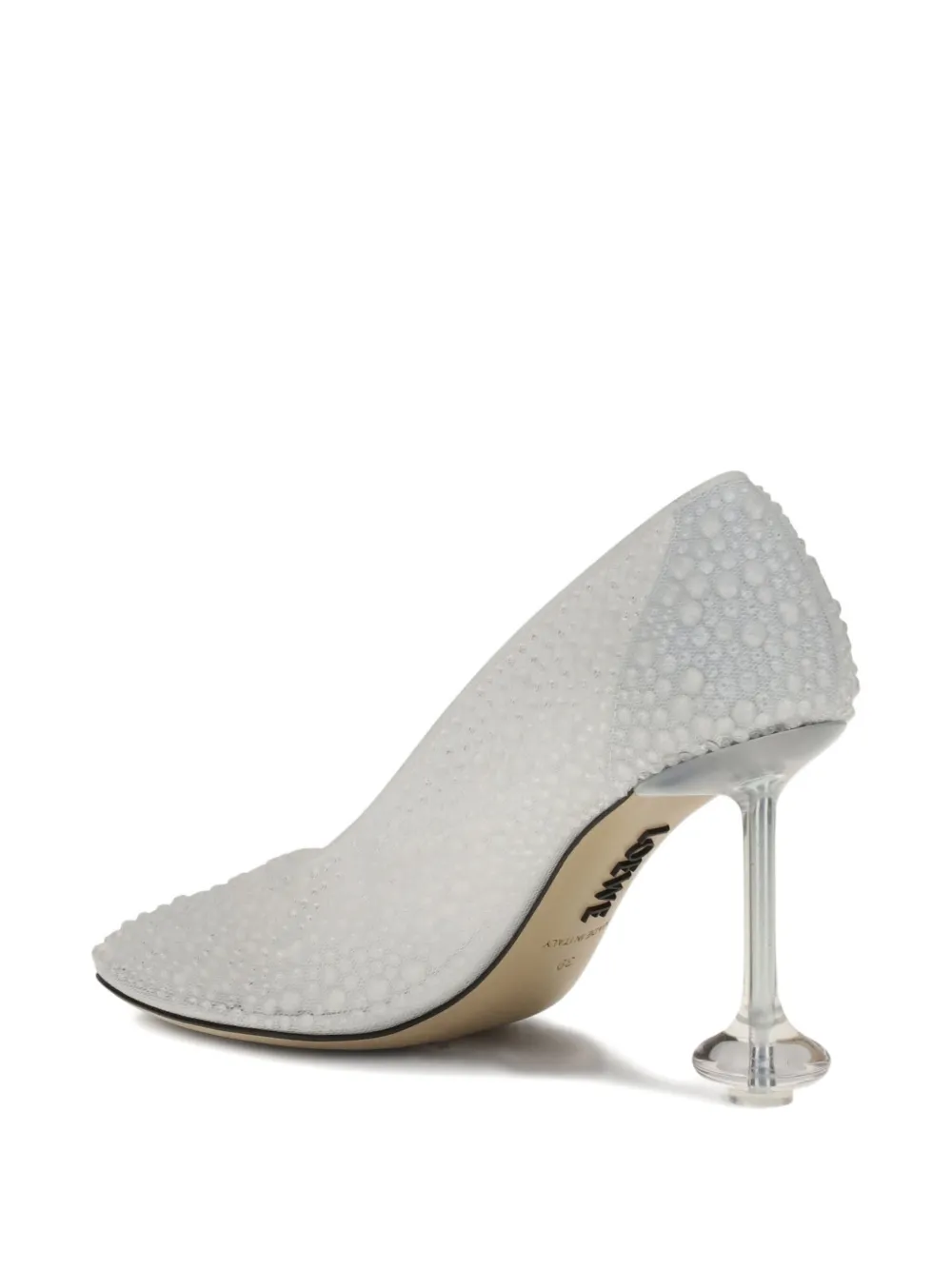 Loewe Toy Crystal-embellished Mesh Pumps In White