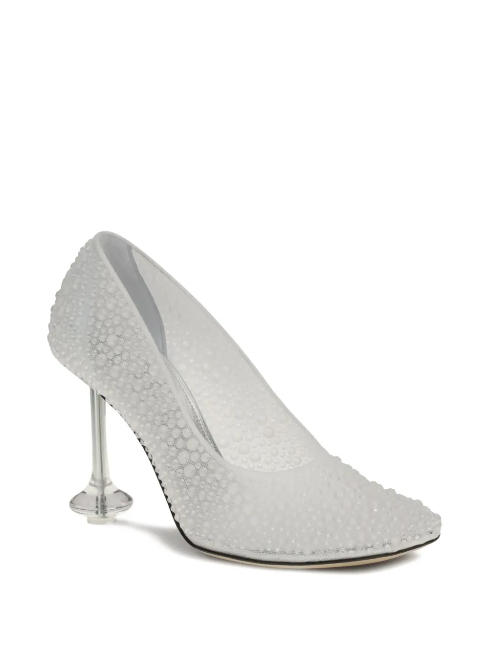 Loewe Toy Crystal-embellished Mesh Pumps In White
