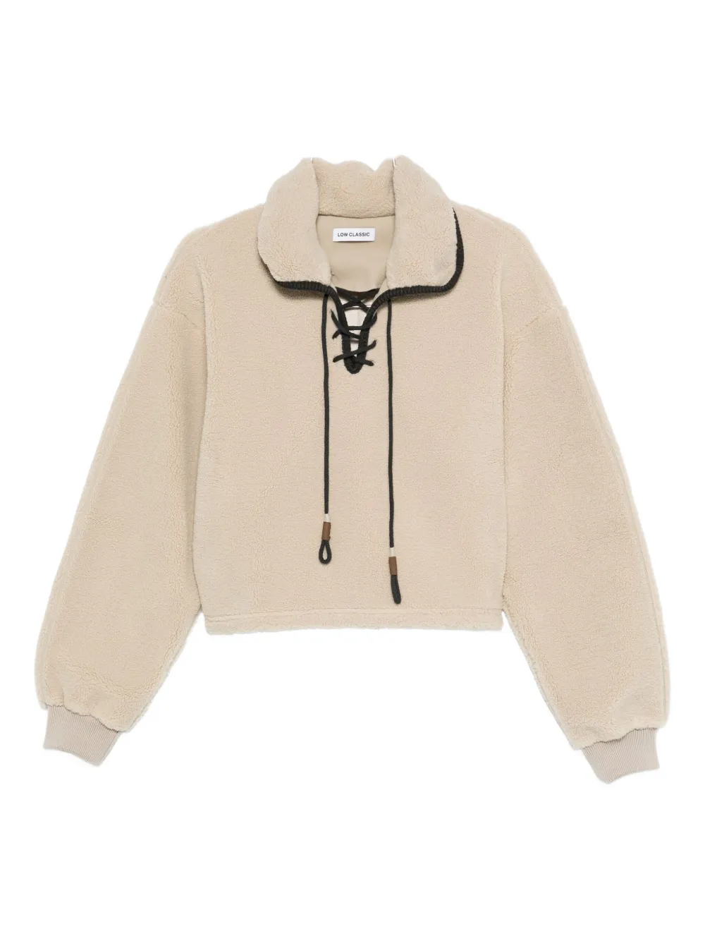 Low Classic Lace-up Fleece Sweatshirt In Neutral