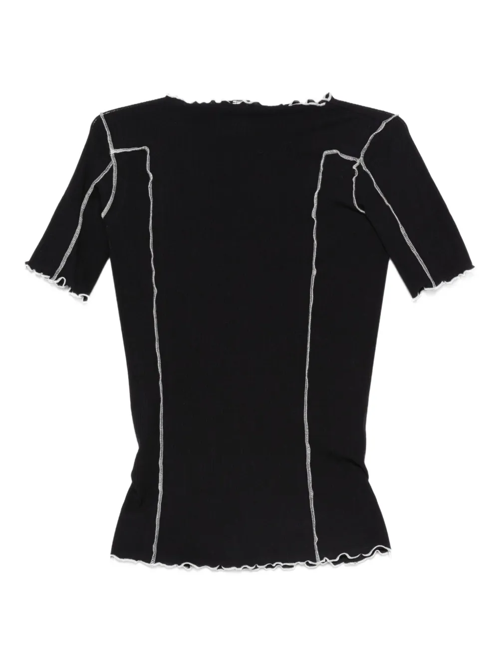 Baserange top tejido de canalé con costuras expuestas | azul | Image 1