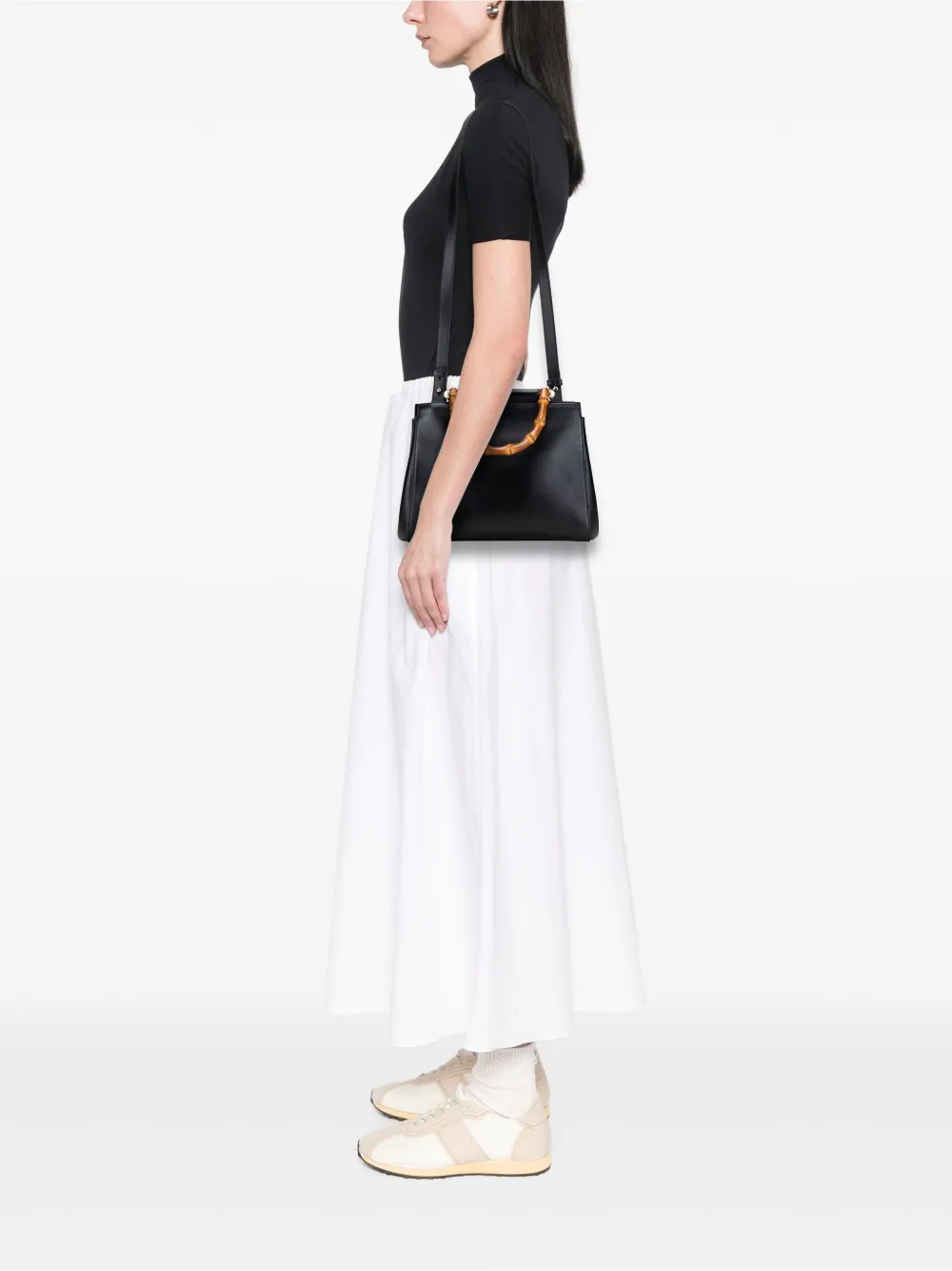 Gucci Pre-Owned 2000-2015 Small Leather Bamboo Nymphaea satchel | Pre-Owned | Image 2