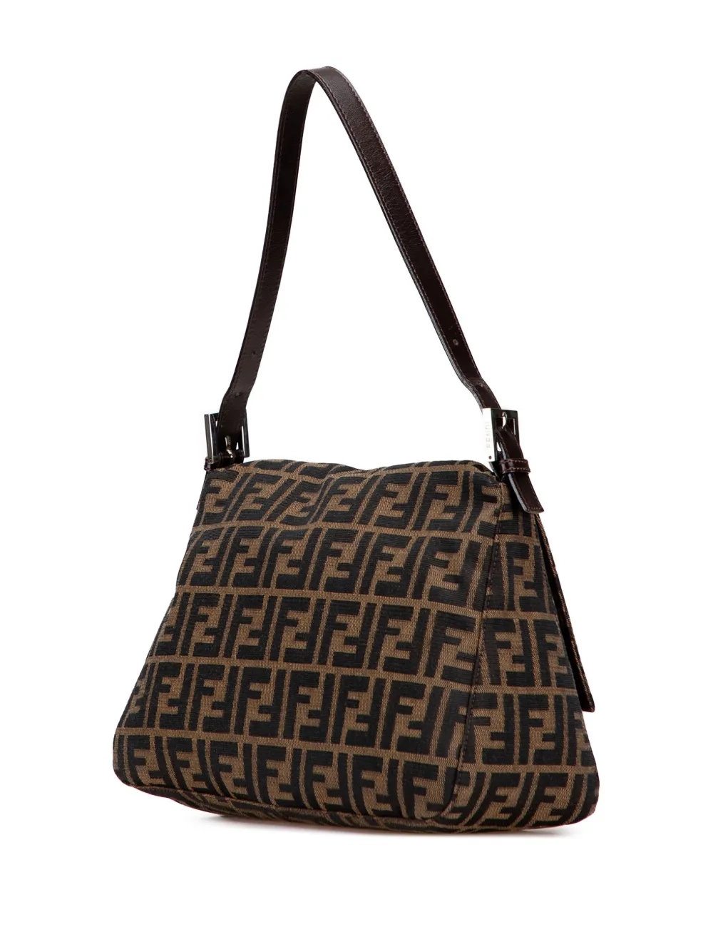 Pre-owned Fendi 20th Century Zucca Canvas Mamma Forever Shoulder Bag In Brown