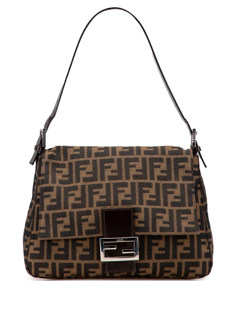 Pre-owned Fendi 20th Century Zucca Canvas Mamma Forever Shoulder Bag In Brown